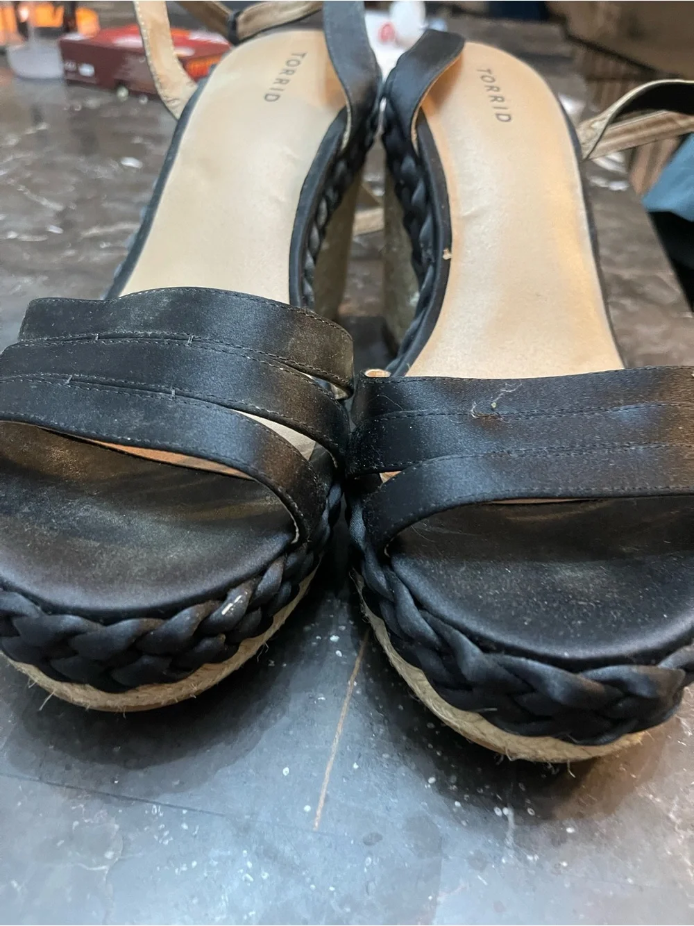 Torrid Black Espadrille Wedge Sandals | Size 9.5W (Wide Width)